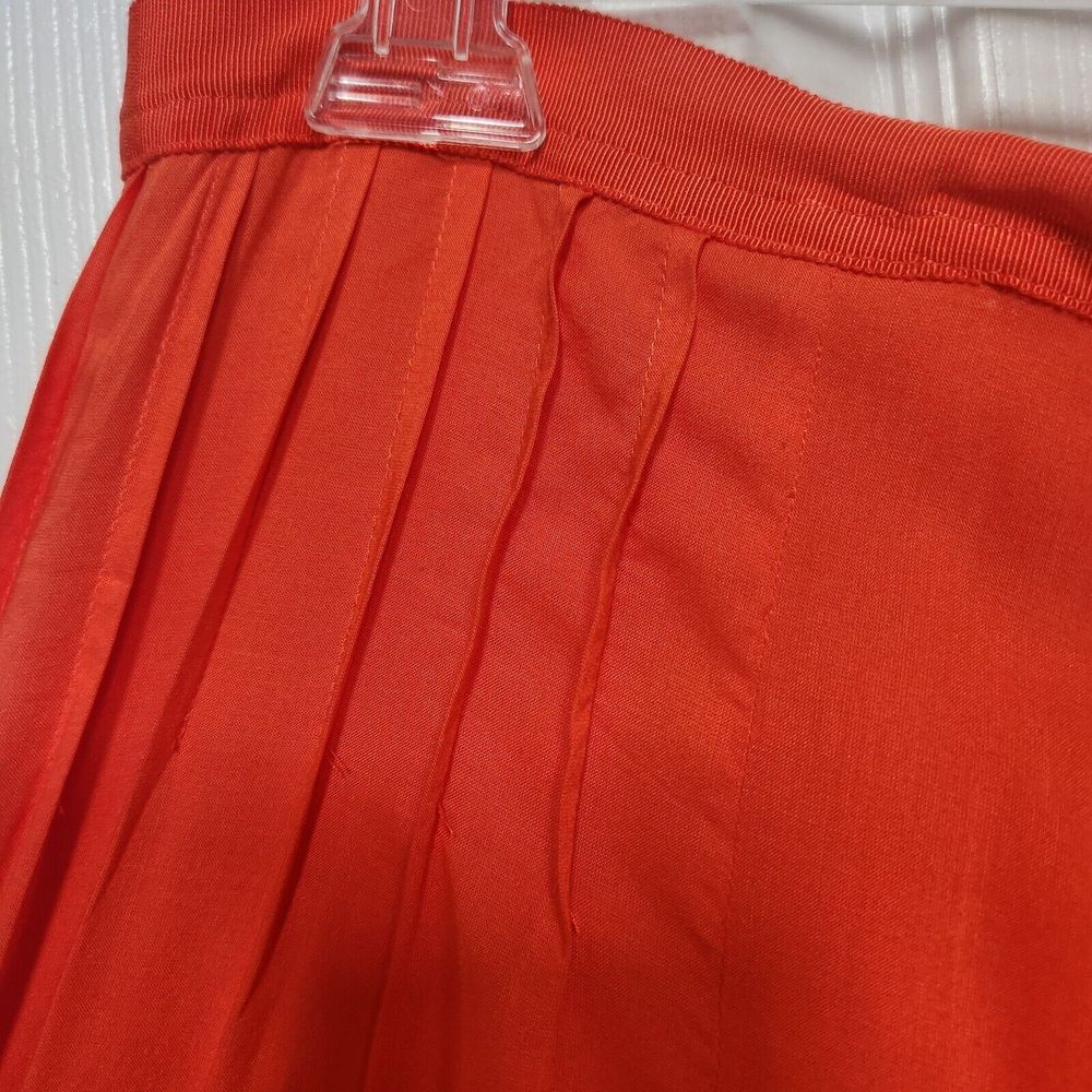 Ann Taylor LOFT Orange Pleated Side Zipper Lined Full Skirt Size 12 - Picture 6 of 7